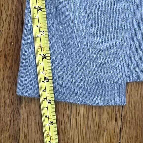 ABERCROMBIE & FITCH Ribbed Knit Flare Pant Medium Blue Split Front Lounge Casual - Picture 6 of 8